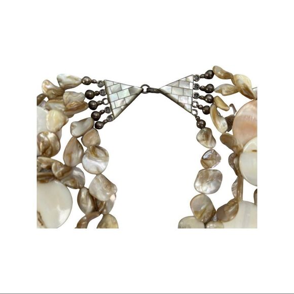 • Mother of Pearl Five Strand Necklace • - Picture 7 of 13